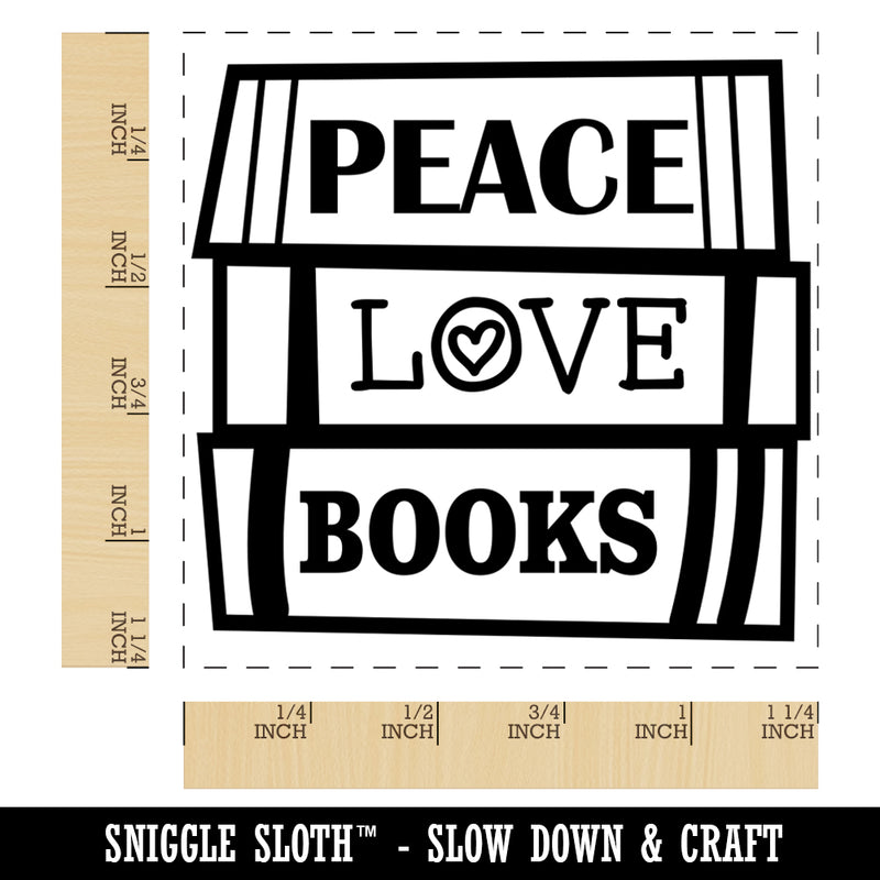 Peace Love Books Reading Stacked Square Rubber Stamp for Stamping Crafting