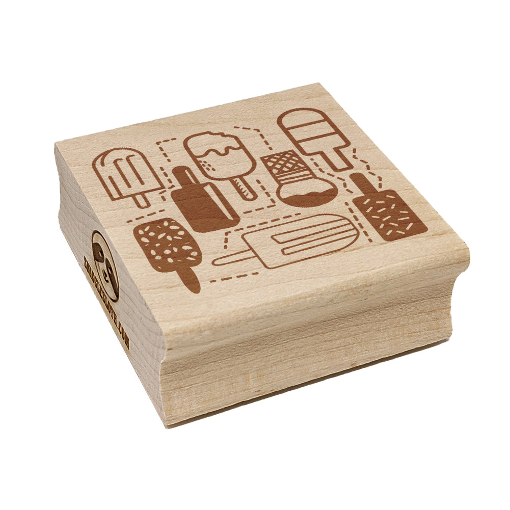 Popsicle Ice Cream Summer Fun Square Rubber Stamp for Stamping Crafting