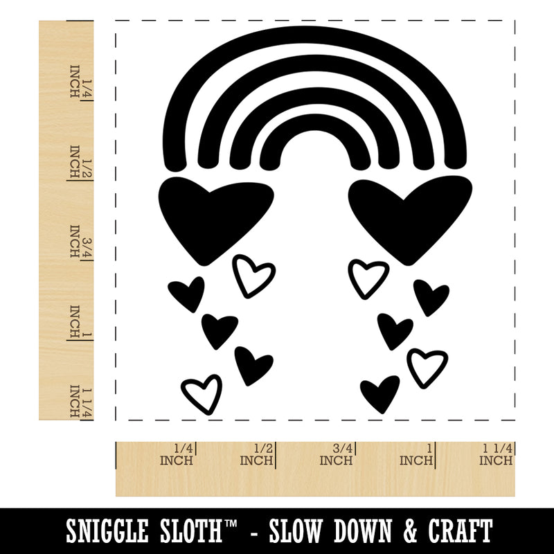 Shower of Love Hearts and Rainbows Square Rubber Stamp for Stamping Crafting