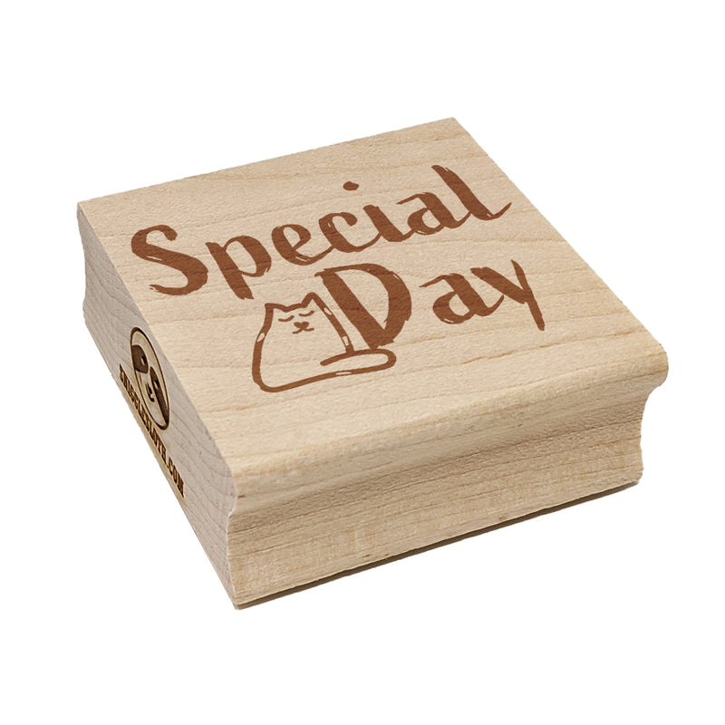 Special Day Cat Sketchy Fun Text Square Rubber Stamp for Stamping Crafting