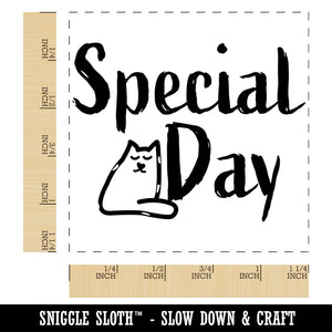 Special Day Cat Sketchy Fun Text Square Rubber Stamp for Stamping Crafting