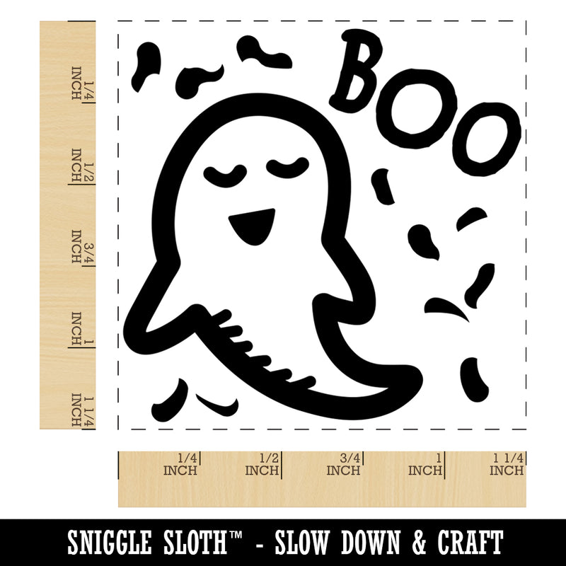 Sweet Ghost Boo Halloween Square Rubber Stamp for Stamping Crafting