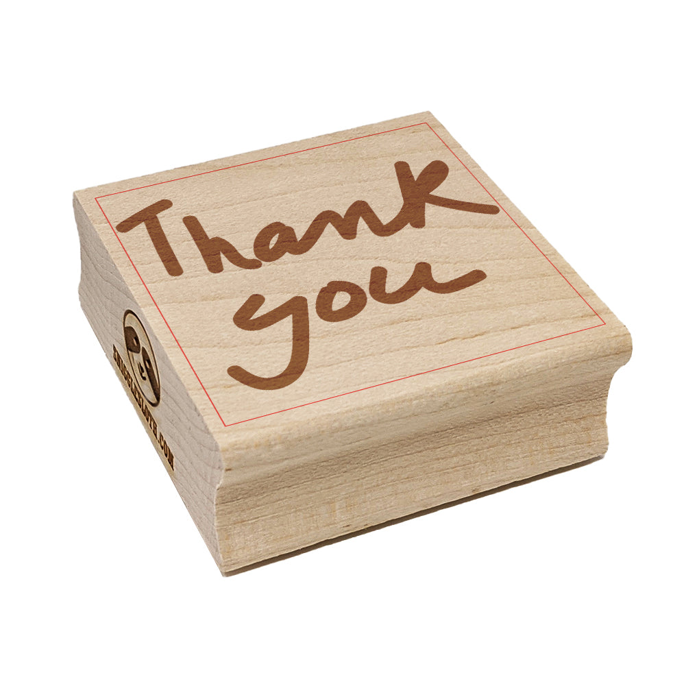Thank You Handwritten Fun Text Square Rubber Stamp for Stamping Crafting