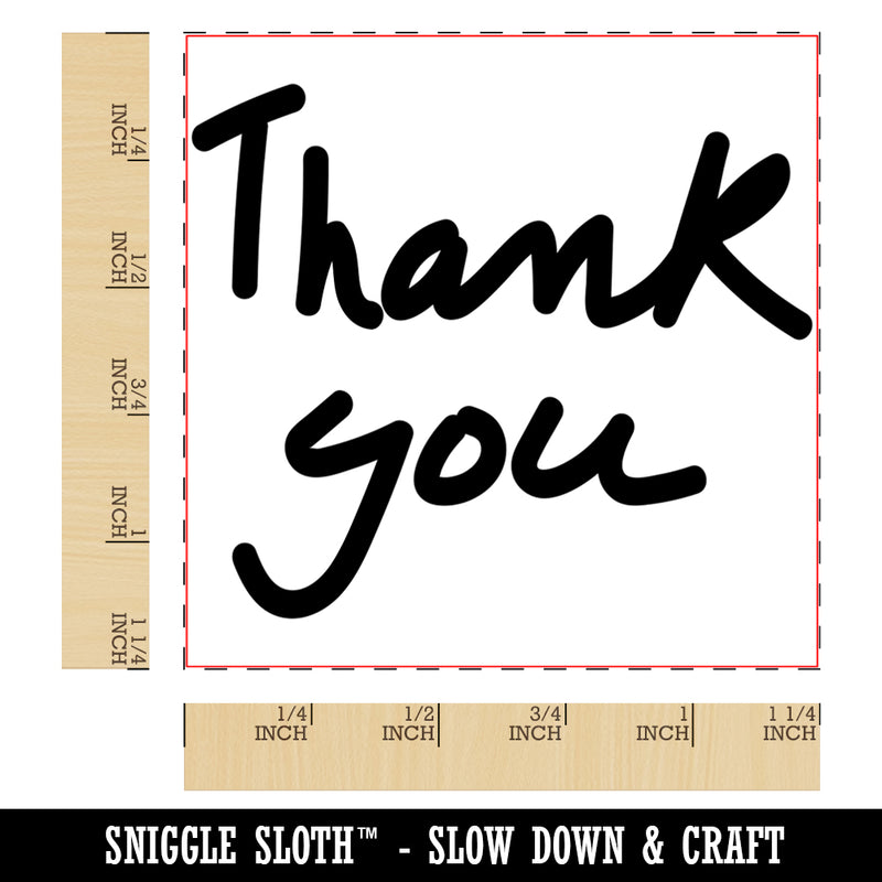 Thank You Handwritten Fun Text Square Rubber Stamp for Stamping Crafting
