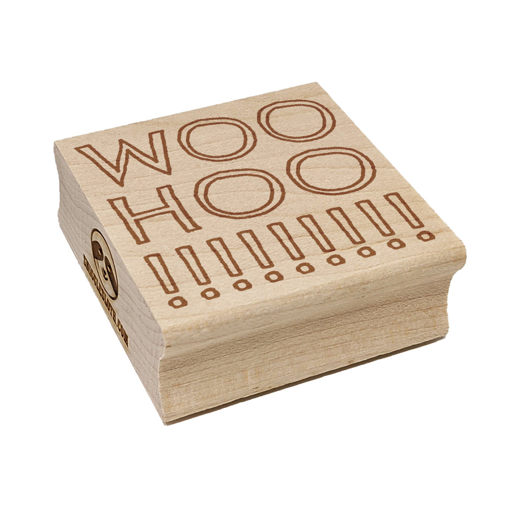Woo Hoo Outline Fun Text Square Rubber Stamp for Stamping Crafting
