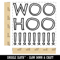 Woo Hoo Outline Fun Text Square Rubber Stamp for Stamping Crafting