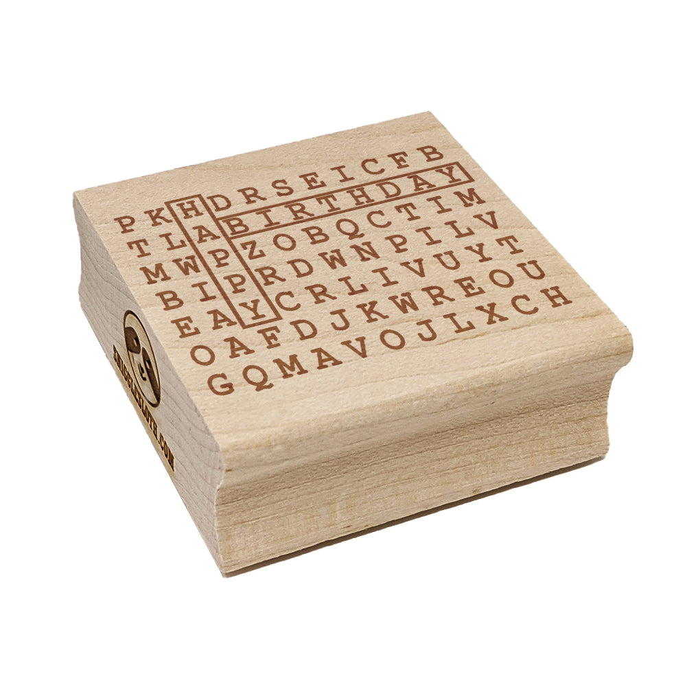 Word Search Birthday Square Rubber Stamp for Stamping Crafting