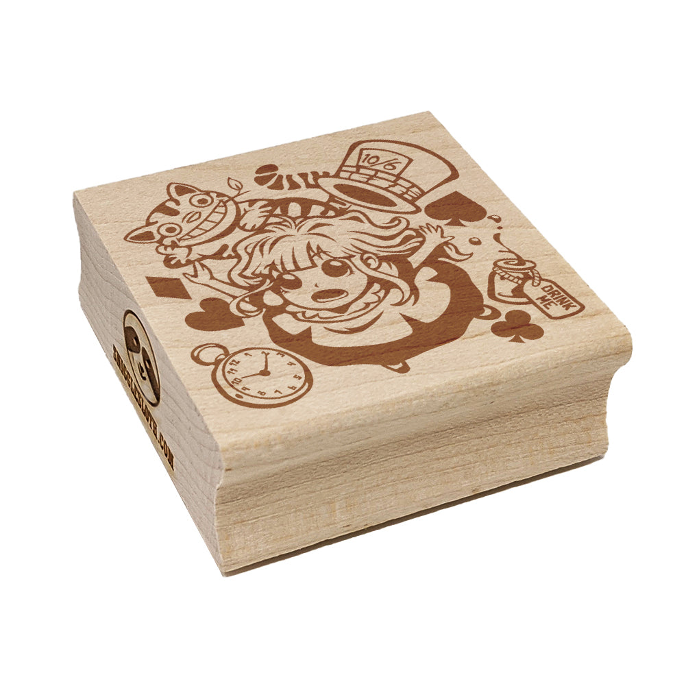 Alice's Adventures in Wonderland Square Rubber Stamp for Stamping Crafting
