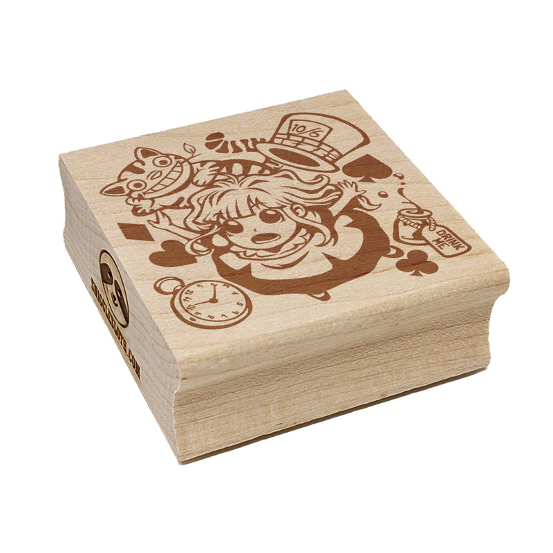 Alice's Adventures in Wonderland Square Rubber Stamp for Stamping Crafting