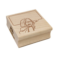 Angry Anime Manga Girl with Empty Speech Bubble Square Rubber Stamp for Stamping Crafting