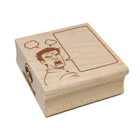 Angry Manga Man With Empty Speech Bubble Square Rubber Stamp for Stamping Crafting