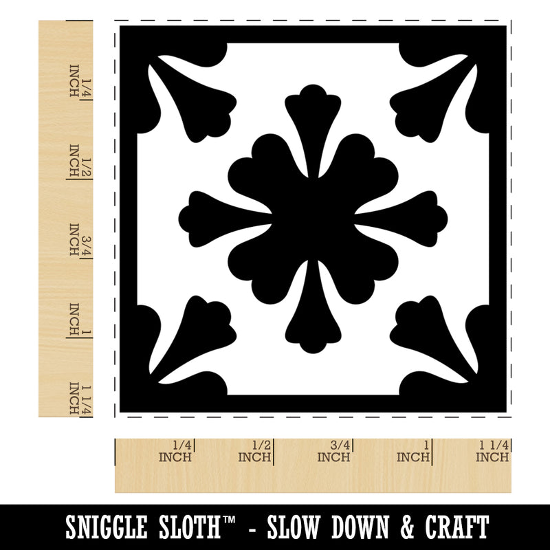 Arabesque Floral Pattern Tile Square Rubber Stamp for Stamping Crafting