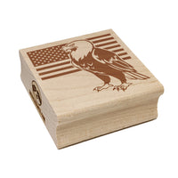 Bald Eagle with American Flag Patriotic Square Rubber Stamp for Stamping Crafting