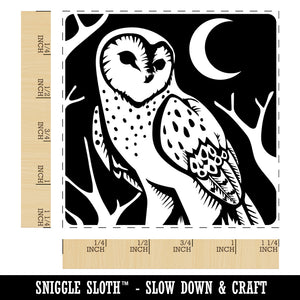 Barn Owl Standing in the Night Square Rubber Stamp for Stamping Crafting