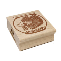 Betta in Fish Bowl Aquarium Square Rubber Stamp for Stamping Crafting