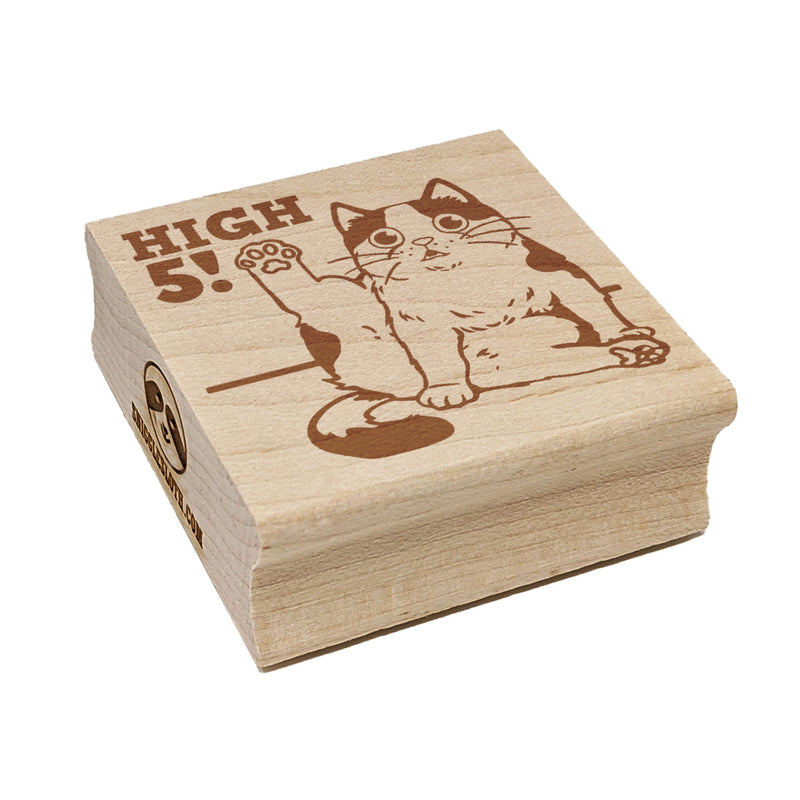 Cat Stretching Leg High Five Square Rubber Stamp for Stamping Crafting