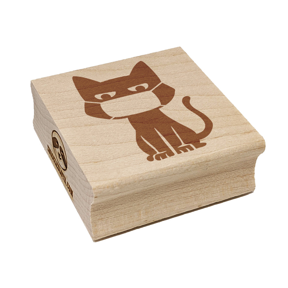 Cat with Mask Judging You Square Rubber Stamp for Stamping Crafting