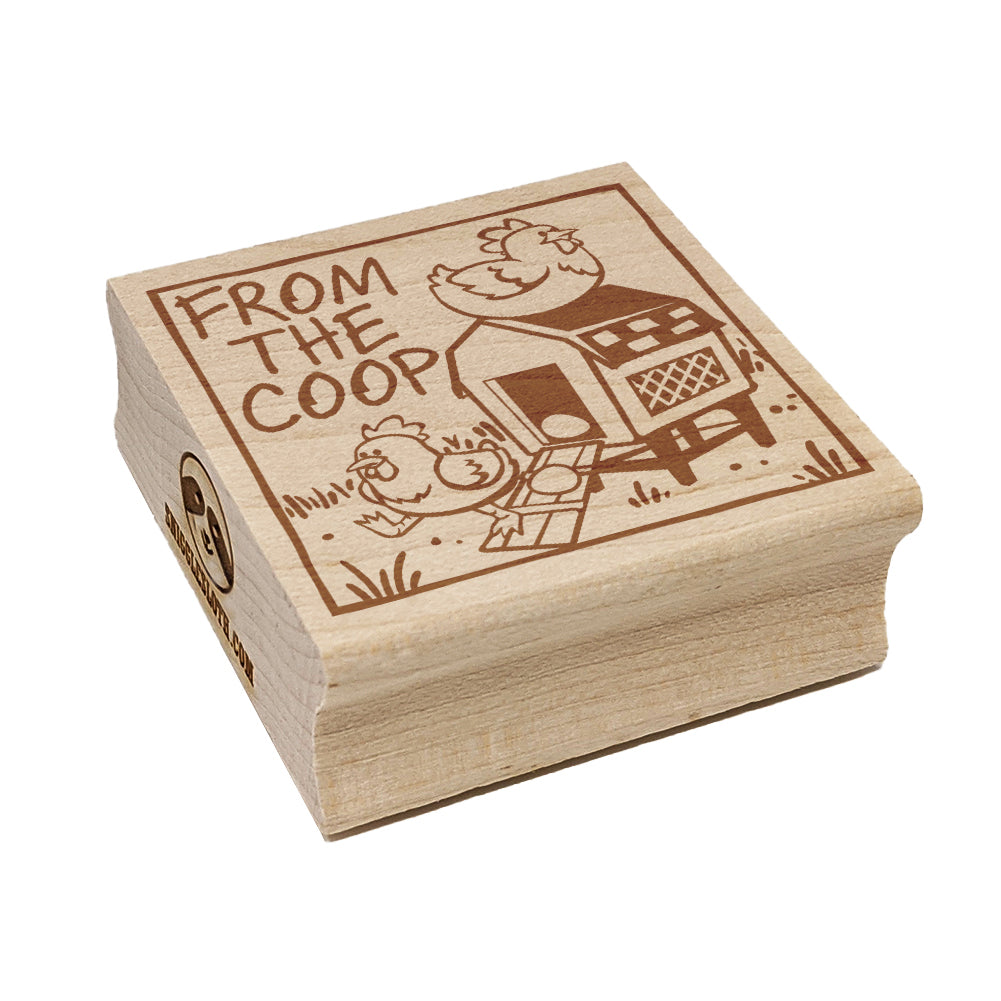 Chicken and Eggs Rolling from the Coop Square Rubber Stamp for Stamping Crafting