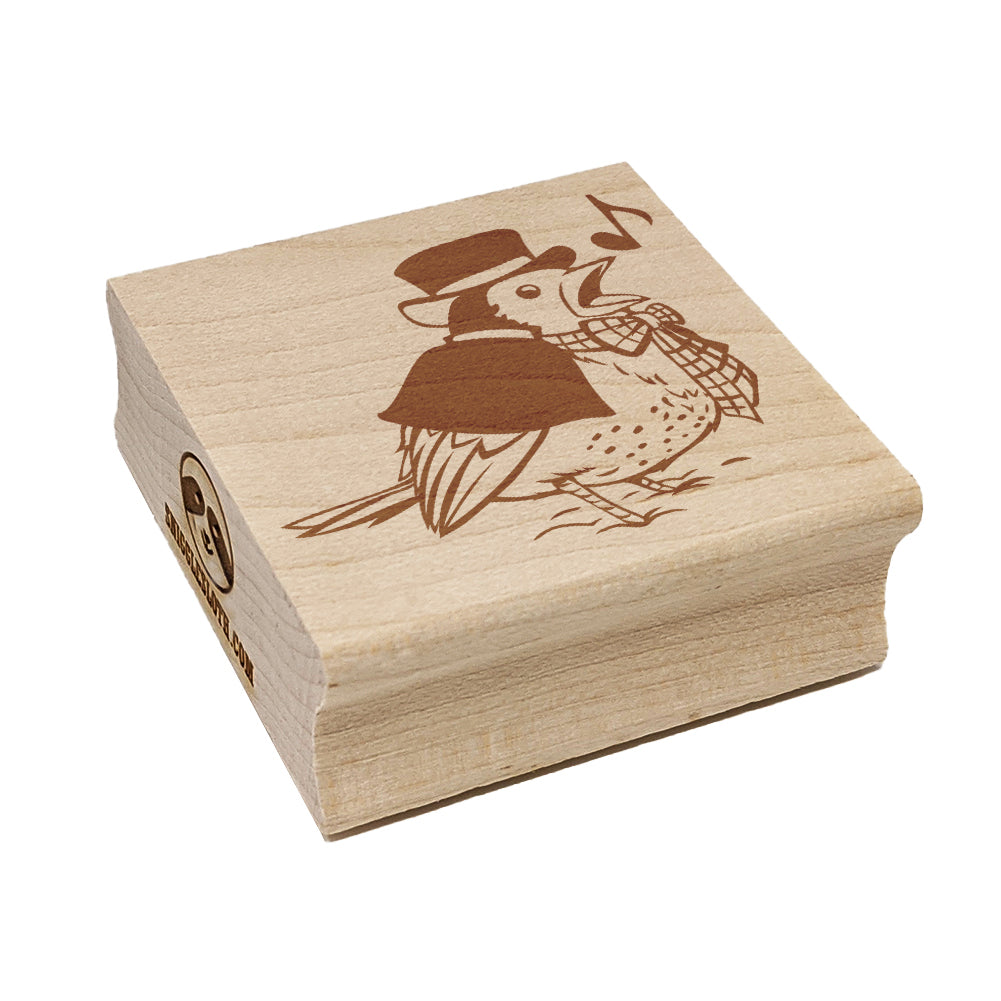 Christmas Caroler Song Bird Robin Square Rubber Stamp for Stamping Crafting