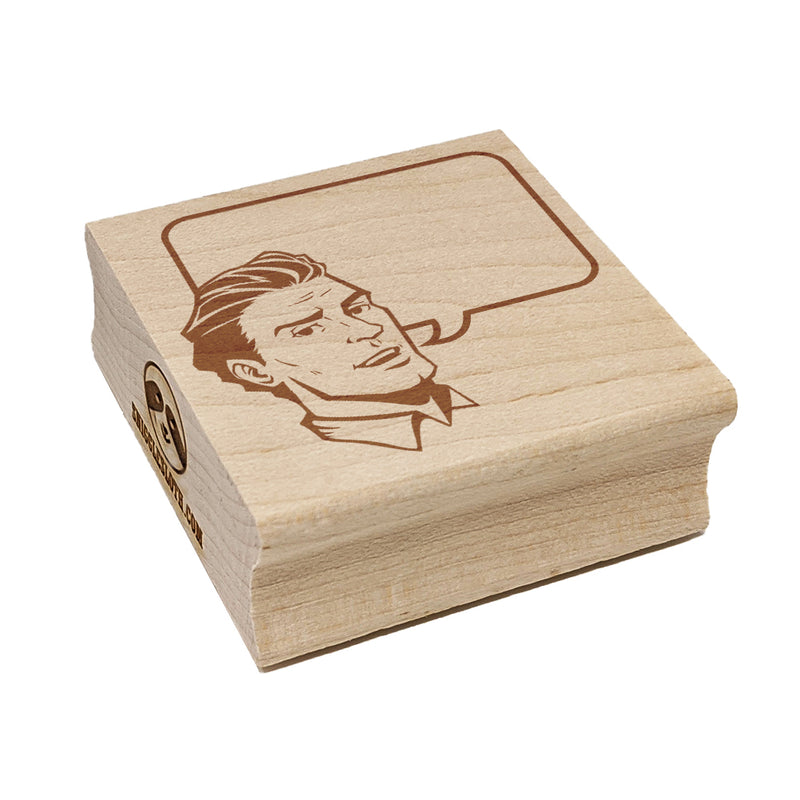 Comic Man with Empty Callout Text Speech Bubble Square Rubber Stamp for Stamping Crafting