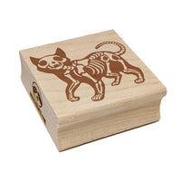 Creepy Skeleton Cat Halloween Square Rubber Stamp for Stamping Crafting