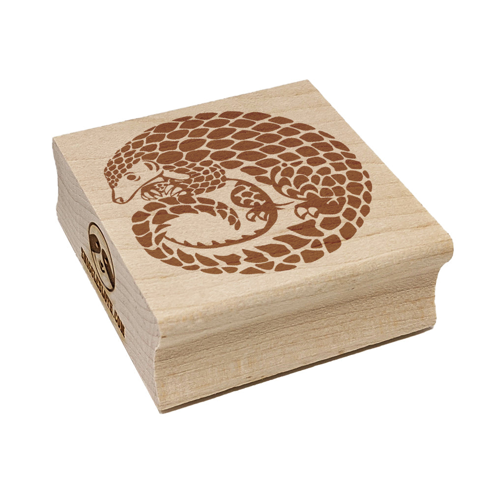 Curled Cute Pangolin Square Rubber Stamp for Stamping Crafting