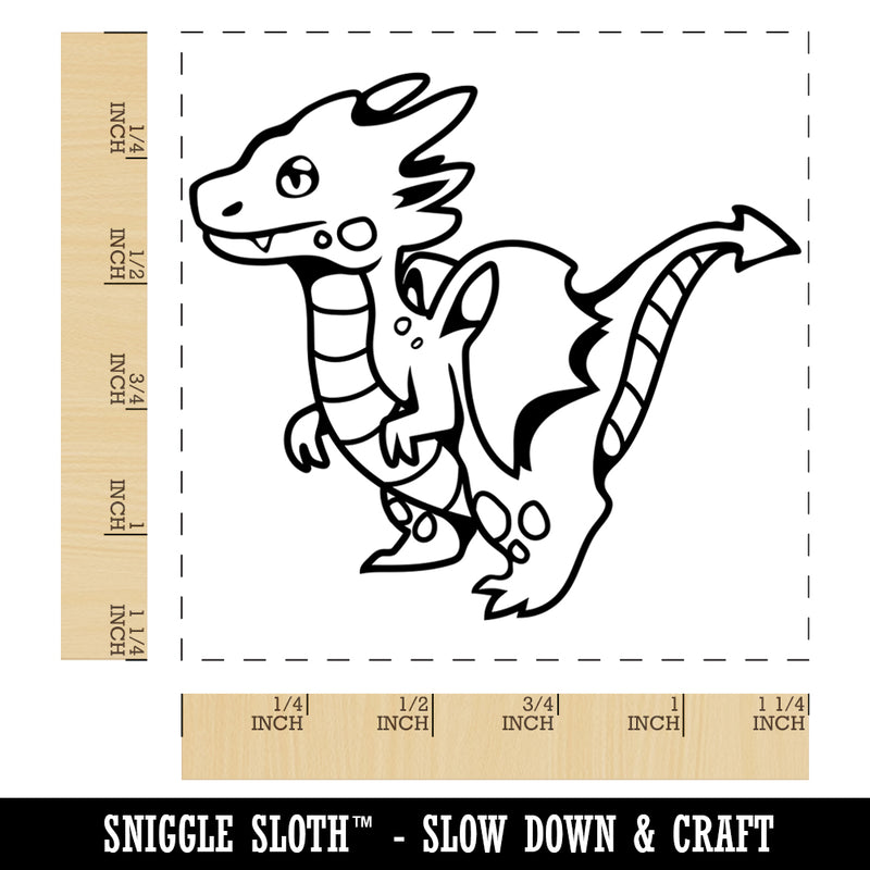 Cute Kawaii Little Dragon Square Rubber Stamp for Stamping Crafting