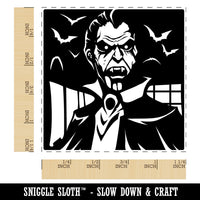 Dracula Vampire with Bats Halloween Square Rubber Stamp for Stamping Crafting