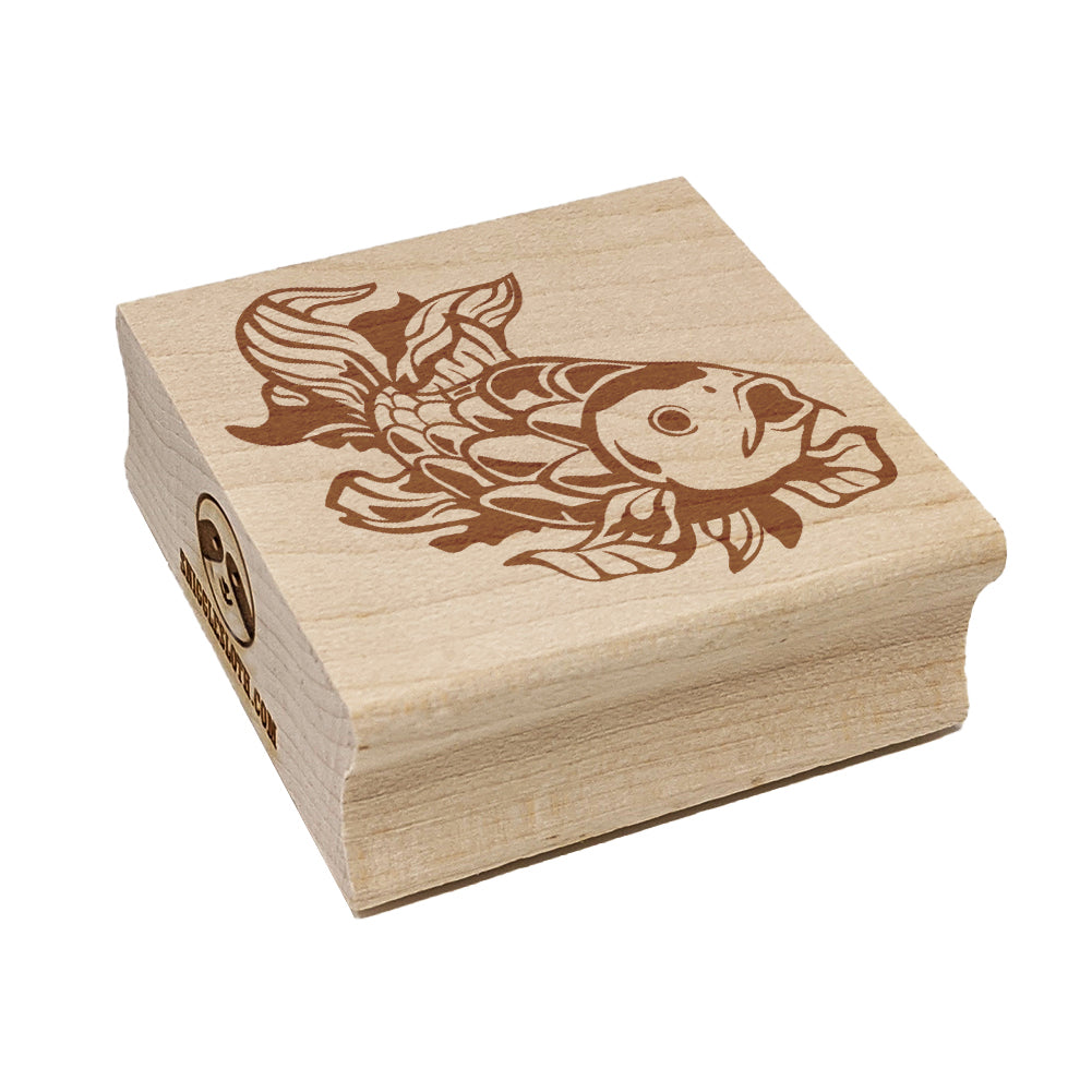 Elegant Koi Fish Square Rubber Stamp for Stamping Crafting