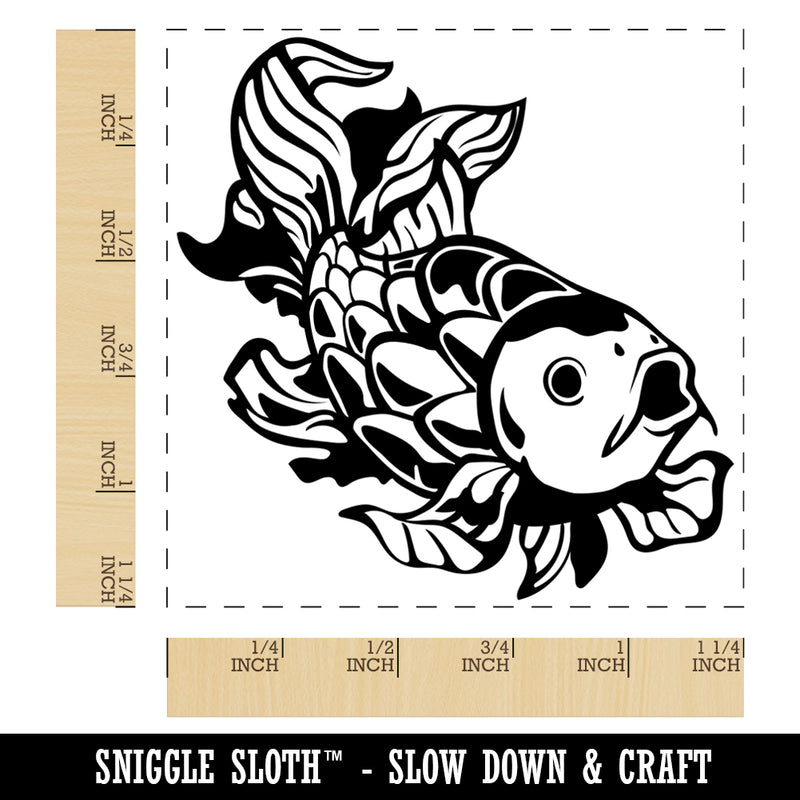 Elegant Koi Fish Square Rubber Stamp for Stamping Crafting