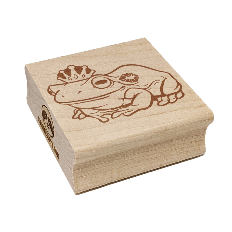 Fairy Tale Frog Prince with Crown and Kiss Square Rubber Stamp for Stamping Crafting