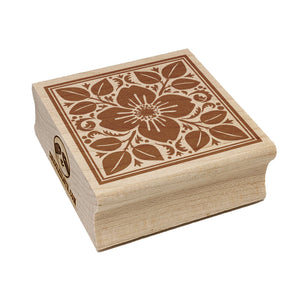 Flower and Leaves Floral Pattern Tile  Square Rubber Stamp for Stamping Crafting