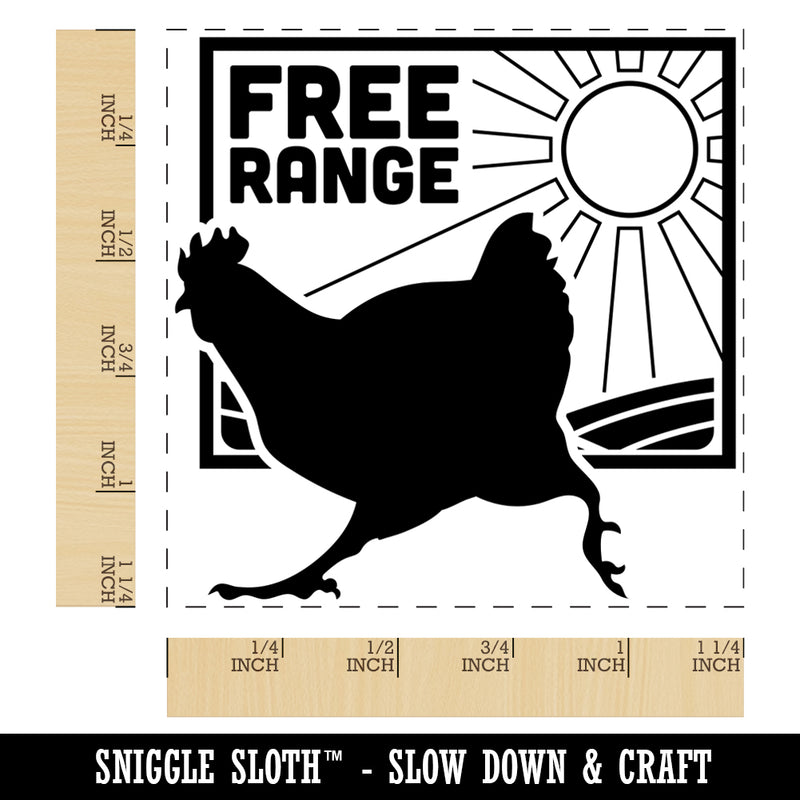 Free Range Chicken Running Square Rubber Stamp for Stamping Crafting