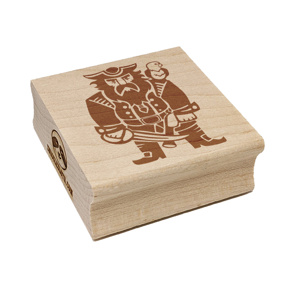 Grumpy Pirate with Weapons and Parrot Square Rubber Stamp for Stamping Crafting