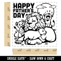 Happy Father's Day Dad with Lion and Cubs Square Rubber Stamp for Stamping Crafting