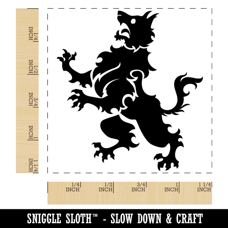 Heraldic Wolf Square Rubber Stamp for Stamping Crafting