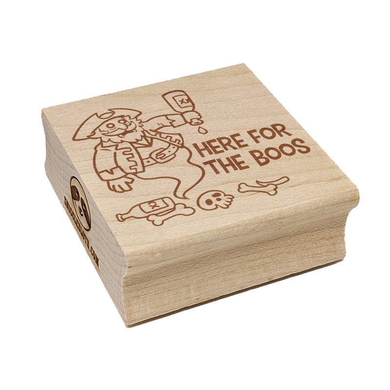 Here for the Boos Booze Pirate Ghost Halloween Square Rubber Stamp for Stamping Crafting