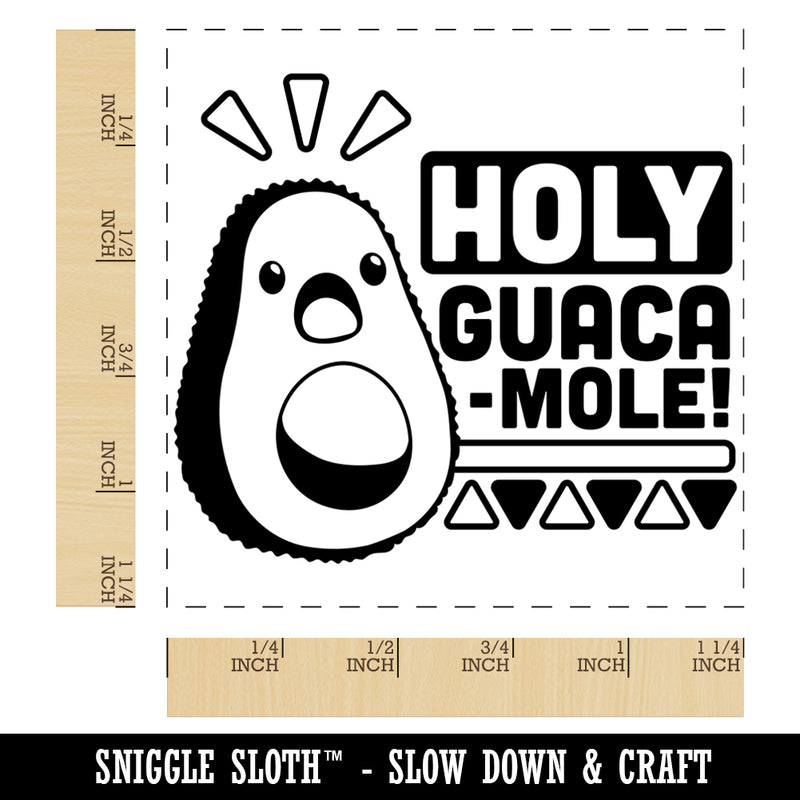 Holy Guacamole Avocado Funny Square Rubber Stamp for Stamping Crafting