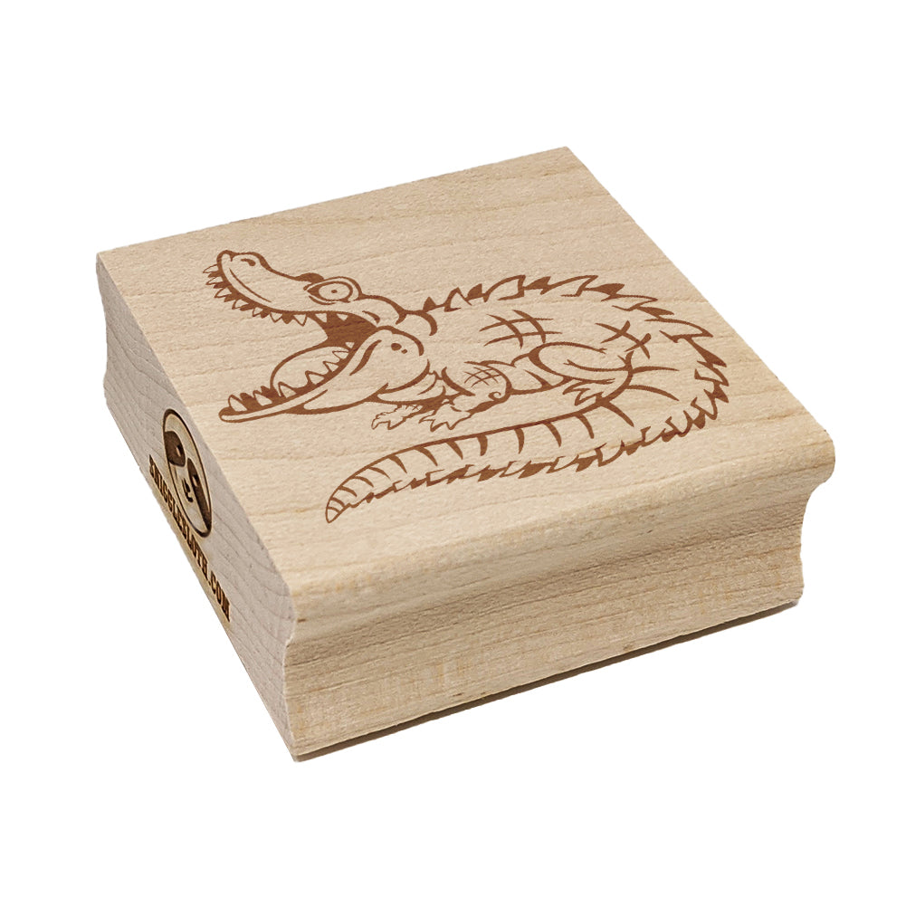 Hungry Crocodile Alligator Square Rubber Stamp for Stamping Crafting