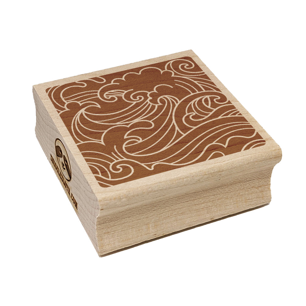 Japanese Ocean Waves Square Rubber Stamp for Stamping Crafting