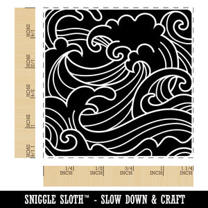 Japanese Ocean Waves Square Rubber Stamp for Stamping Crafting