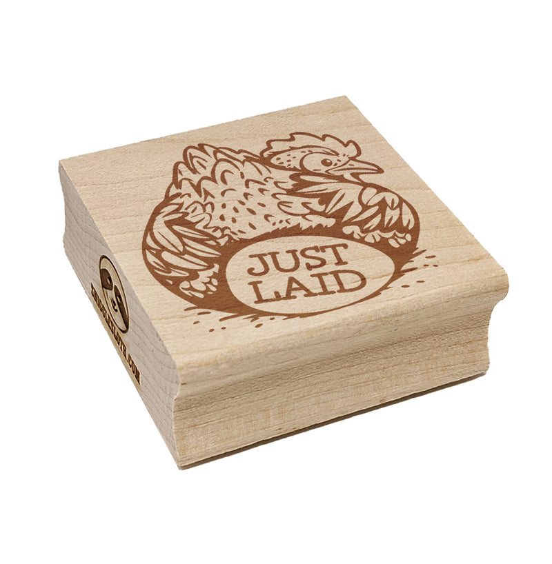 Just Laid Chicken Butt with Hen and Egg Square Rubber Stamp for Stamping Crafting