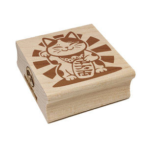 Maneki Neko Lucky Fortune Cat Square Rubber Stamp for Stamping Crafting