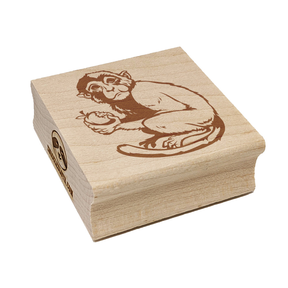 Monkey Eating Fruit Square Rubber Stamp for Stamping Crafting