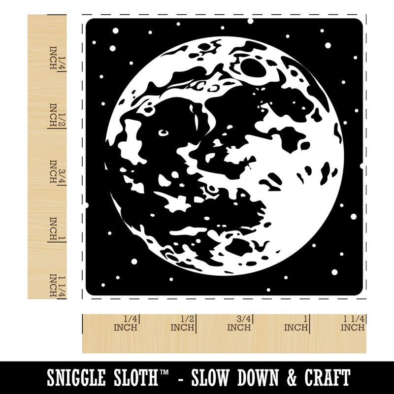 Moon in the Night Sky with Stars Space Astronomy Square Rubber Stamp for Stamping Crafting