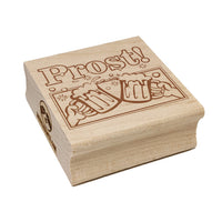 Oktoberfest Prost German Cheers Beer Steins Square Rubber Stamp for Stamping Crafting
