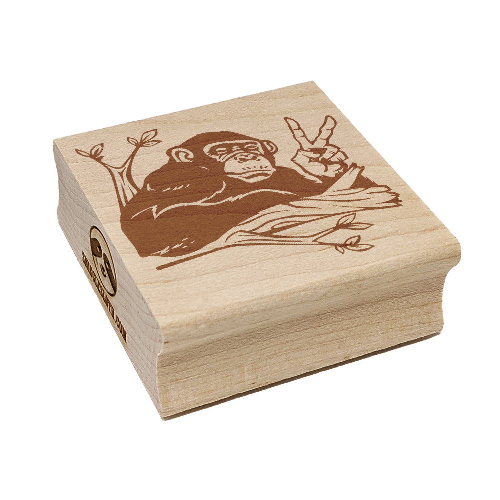 Peace Loving Bonobo Chimpanzee Square Rubber Stamp for Stamping Crafting