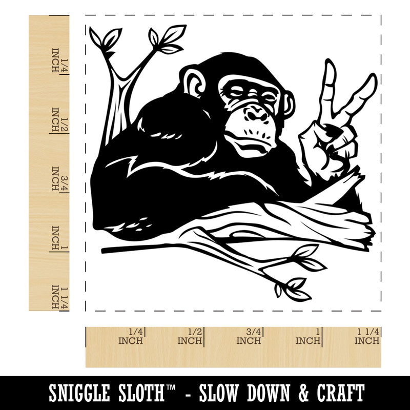 Peace Loving Bonobo Chimpanzee Square Rubber Stamp for Stamping Crafting