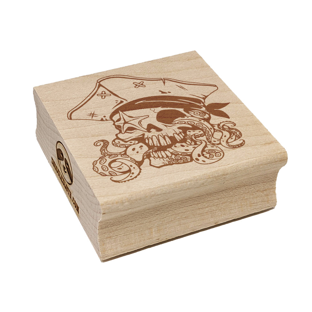 Pirate Skull with Octopus Tentacles Square Rubber Stamp for Stamping Crafting