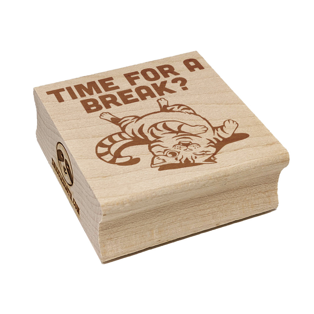 Playful Cat Time for a Break Nap Square Rubber Stamp for Stamping Crafting